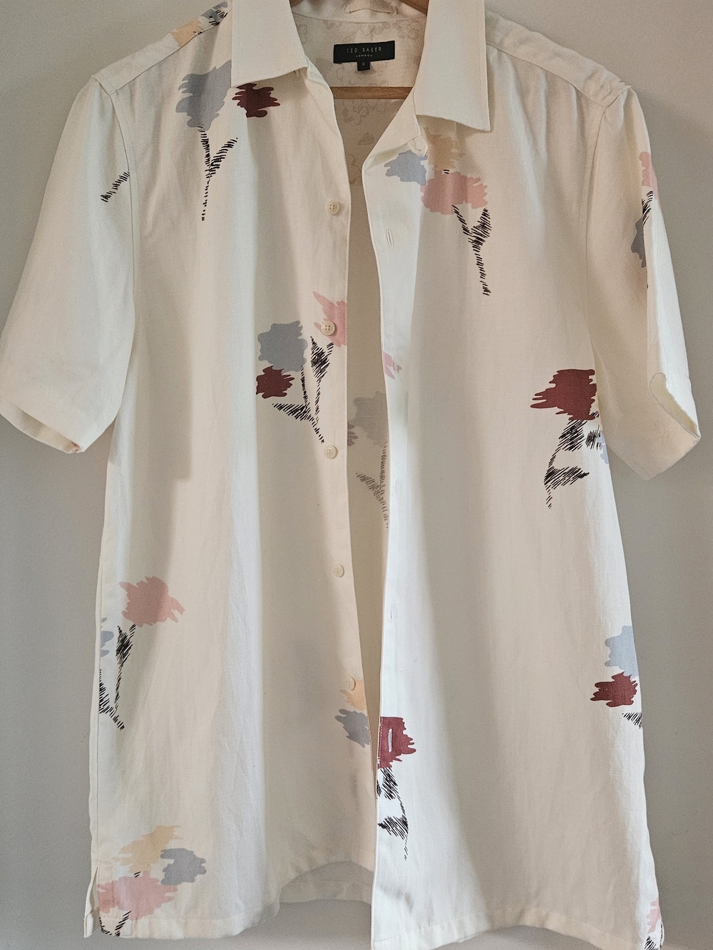 Ted Baker White Short-Sleeve Floral Print Shirt